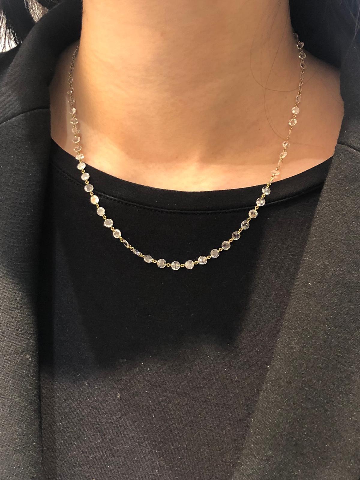 PANIM 11.45 Carats Diamond Rosecut 18K White Gold Choker Necklace For Sale 1