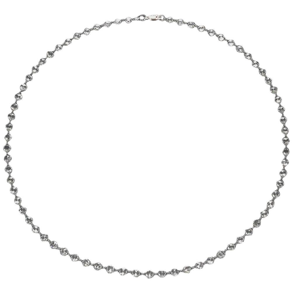 PANIM 11.45 Carats Diamond Rosecut 18K White Gold Choker Necklace