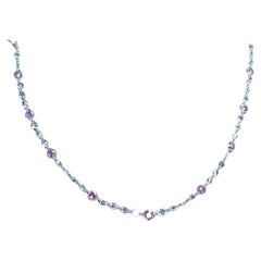 PANIM 12.01 Carats 18k White Gold Diamond Rosecut & Sapphire  Necklace