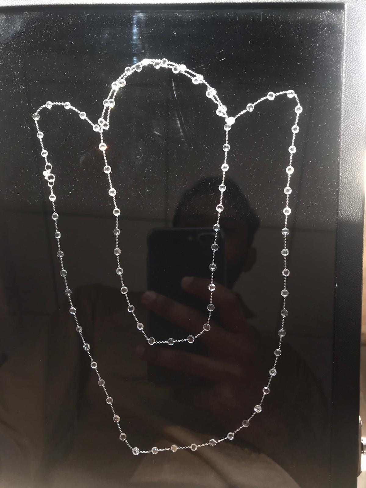 PANIM 12.17 Carats Diamond Rosecut 18k White Gold Necklace In New Condition For Sale In Tsim Sha Tsui, Hong Kong