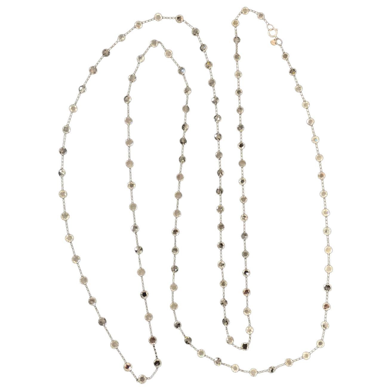 PANIM 12.17 Carats Diamond Rosecut 18k White Gold Necklace For Sale
