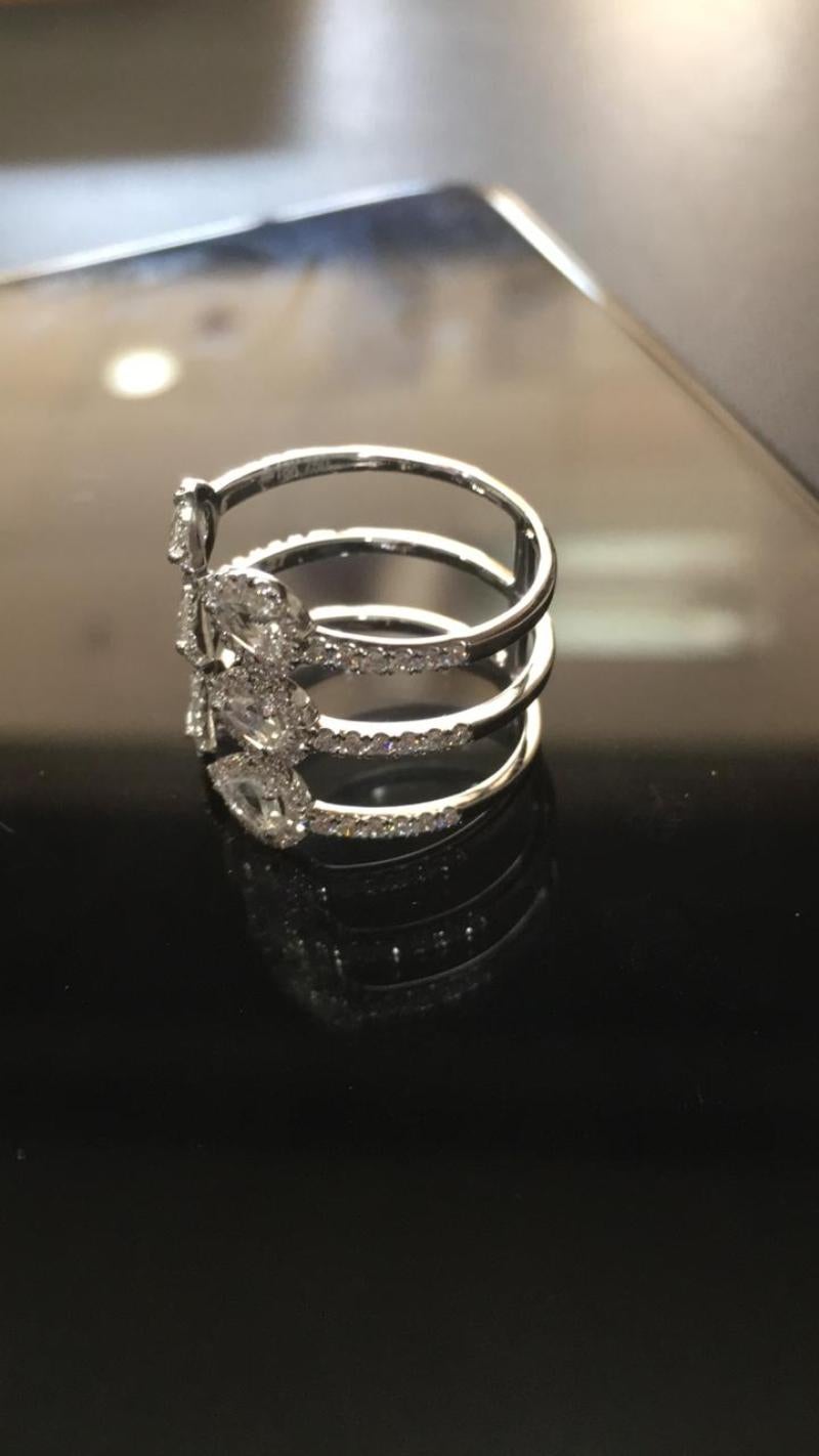 PANIM 1.27 Carat Rosecut Diamond Wrap Ring with in 18 Karat White Gold For Sale 3