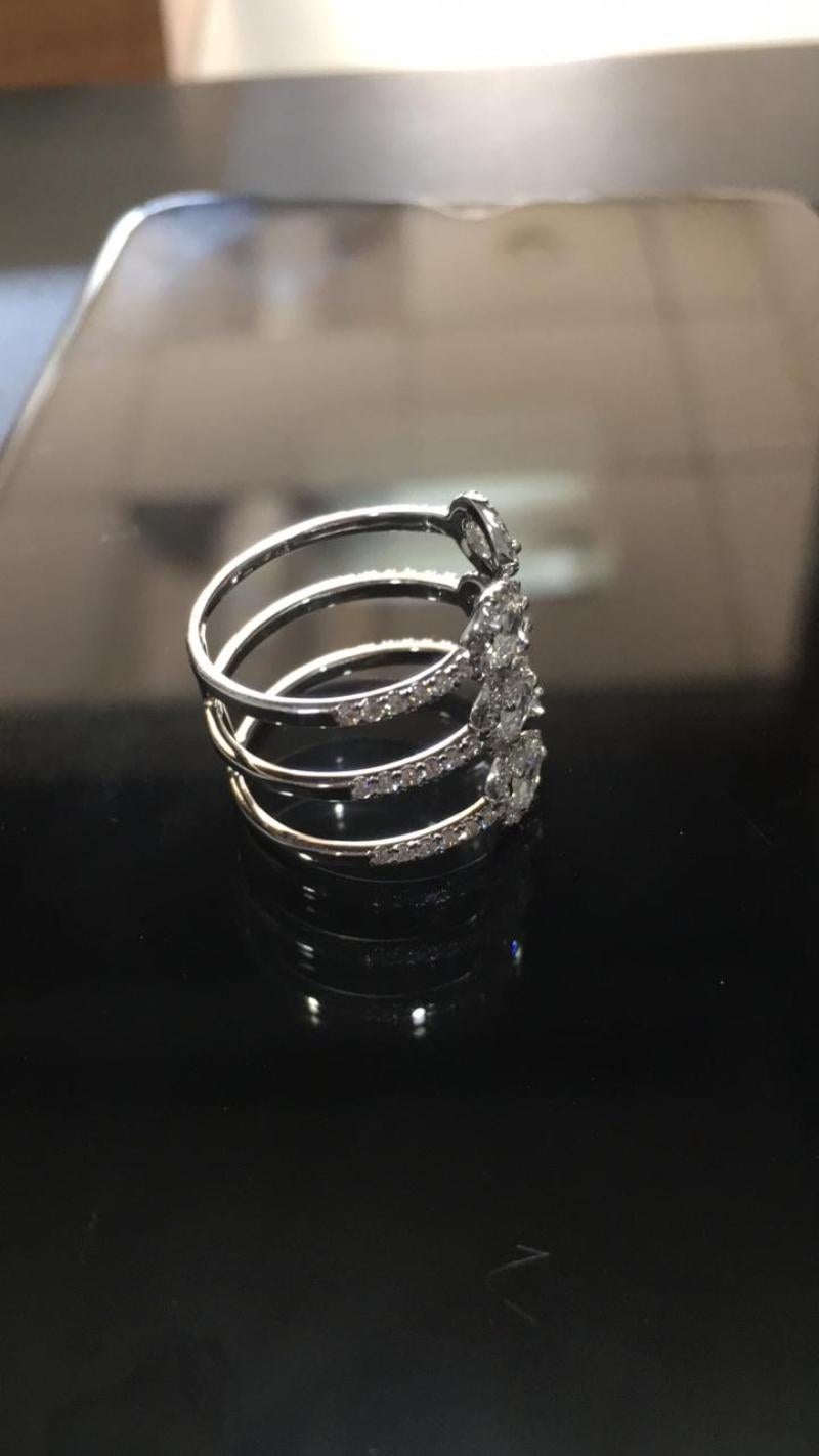 PANIM 1.27 Carat Rosecut Diamond Wrap Ring with in 18 Karat White Gold For Sale 5