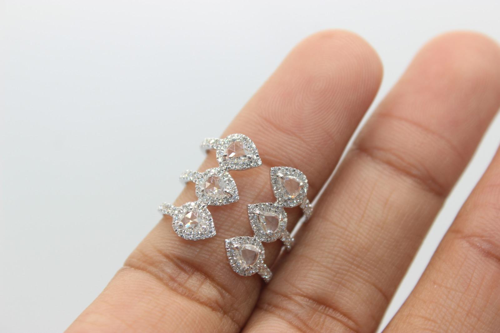PANIM 1.27 Carat Rosecut Diamond Wrap Ring with in 18 Karat White Gold For Sale 6