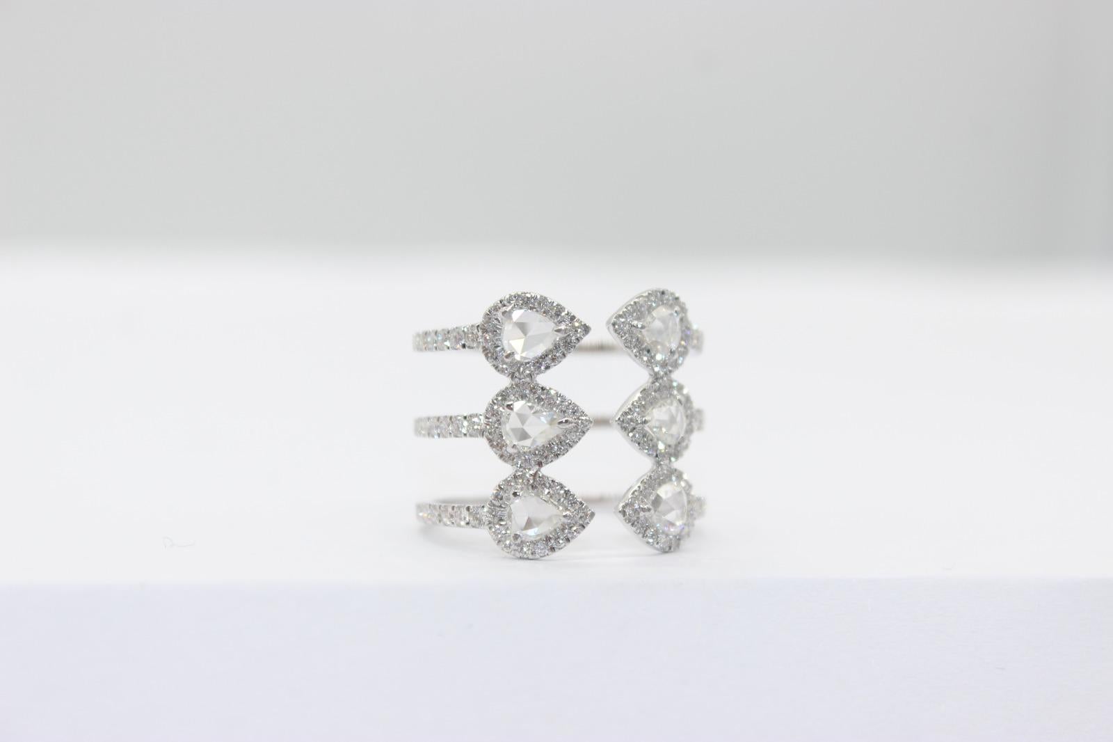 PANIM 1.27 Carat Rosecut Diamond Wrap Ring with in 18 Karat White Gold For Sale 8
