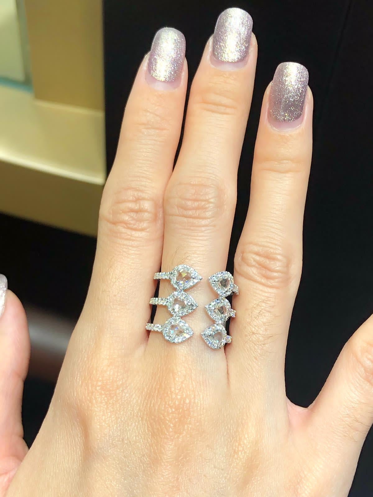 PANIM 1.27 Carat Rosecut Diamond Wrap Ring with in 18 Karat White Gold For Sale 9