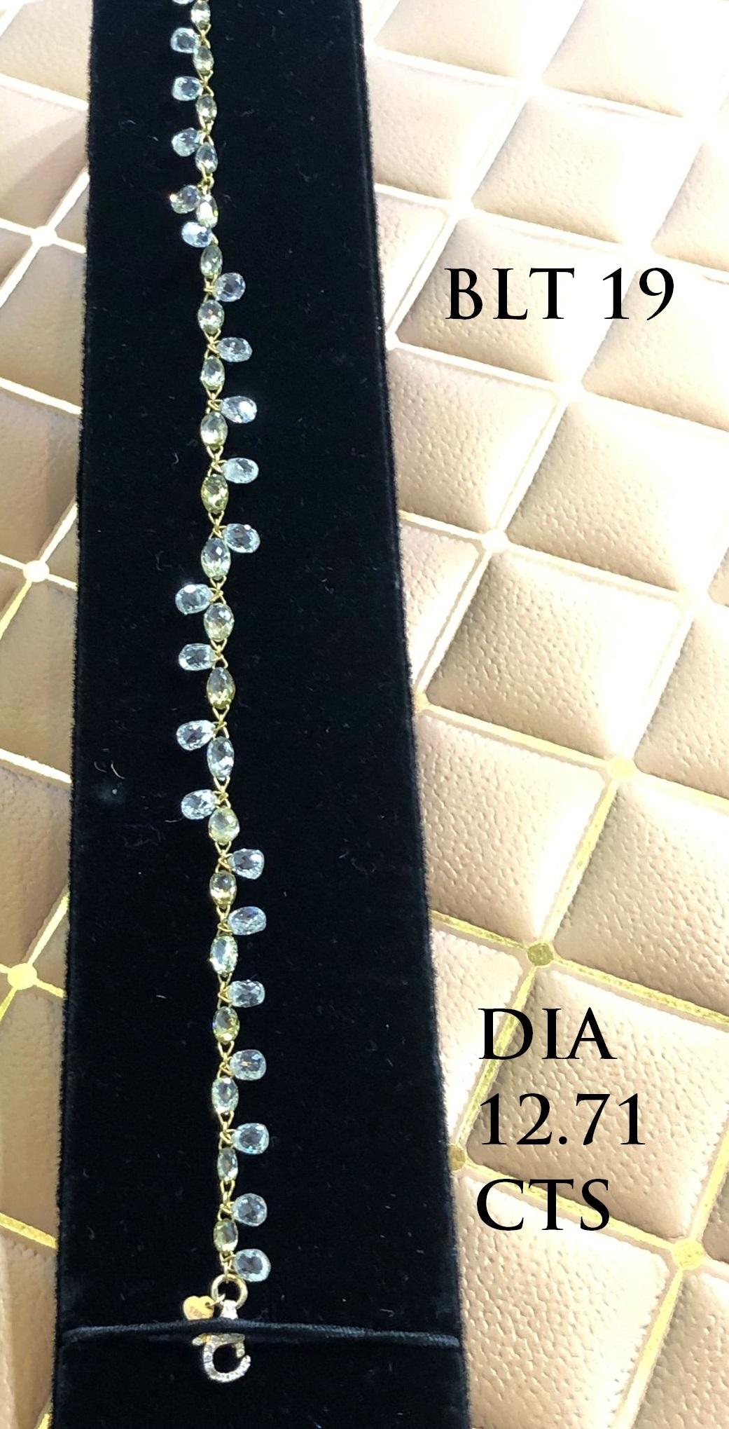 PANIM 12.71 Diamond Briolette Yellow Gold Floral Bracelet For Sale 8