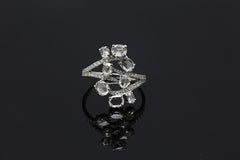 PANIM 1.39 Carats Diamond Rosecut 18 Karat White Gold Floral Ring