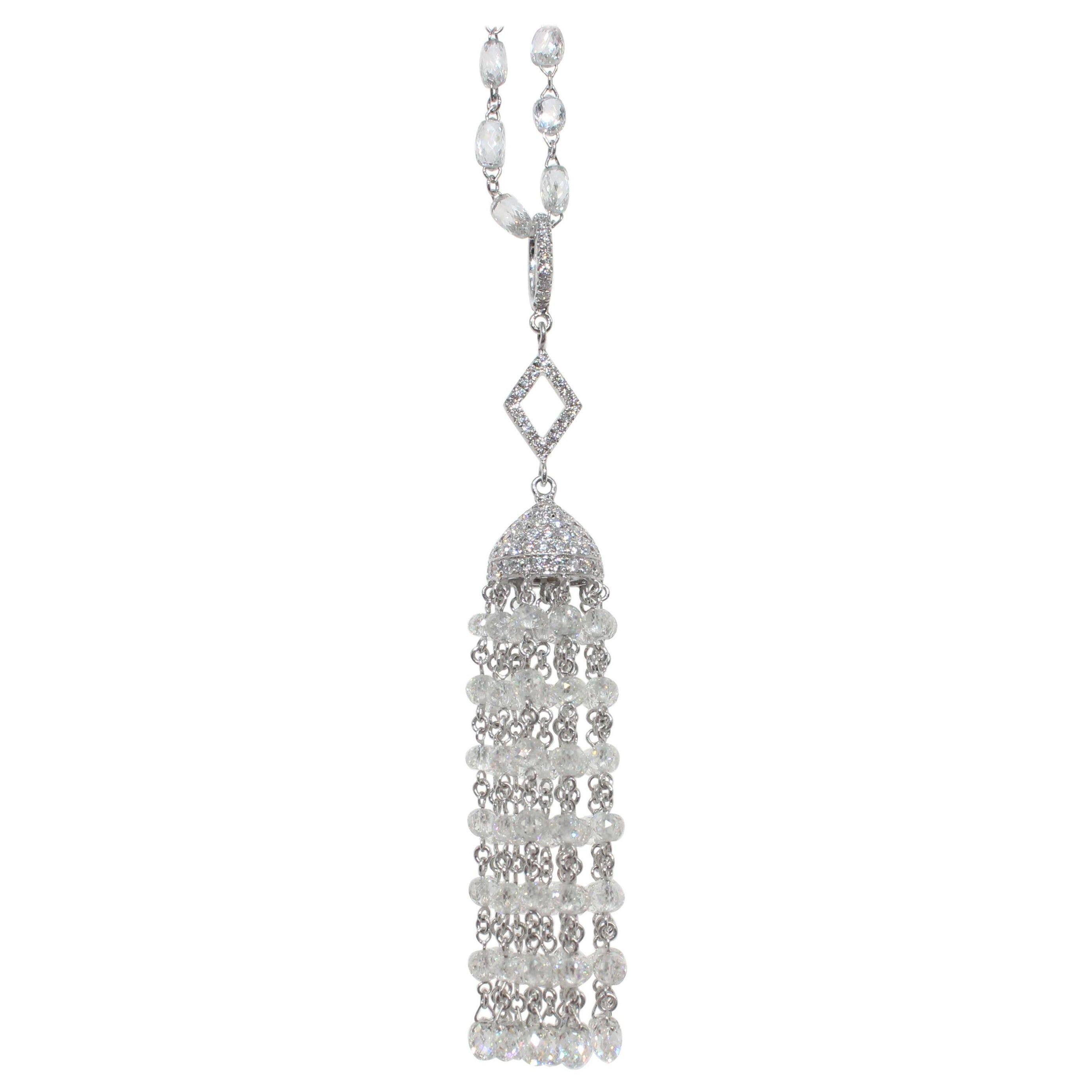 PANIM  52 Karat Diamant-Perlen-Anhänger aus 18k Weißgold mit Quaste