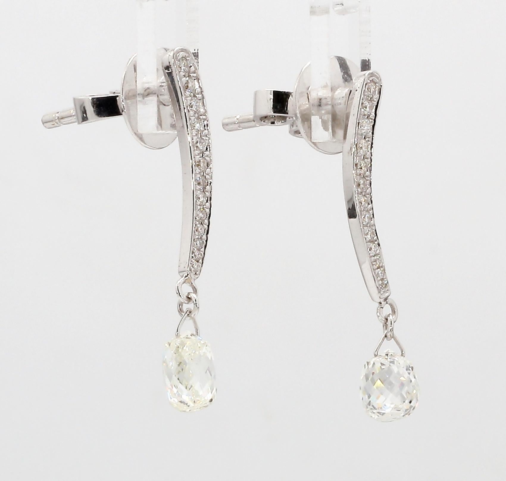 PANIM Orecchino in oro bianco con diamante briolette da 1,47 carati in vendita 8