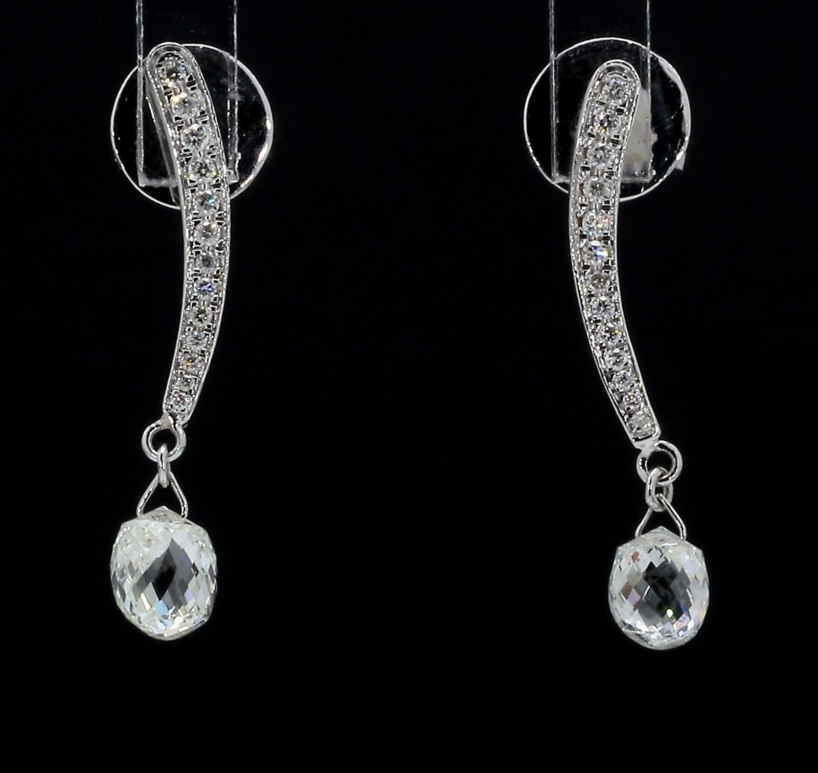 PANIM Orecchino in oro bianco con diamante briolette da 1,47 carati in vendita 3