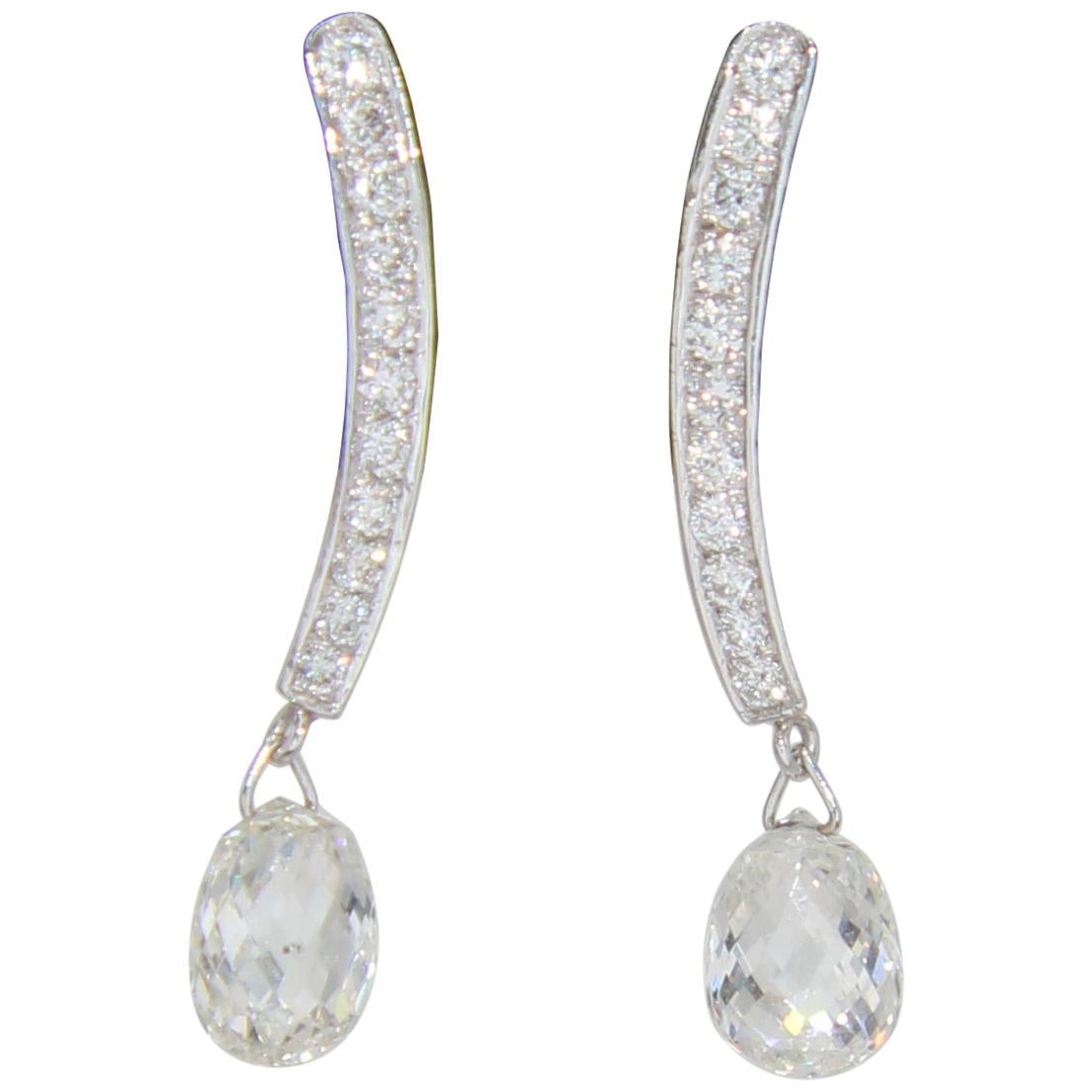 PANIM Pendiente de oro blanco con diamante briolette de 1,47 quilates