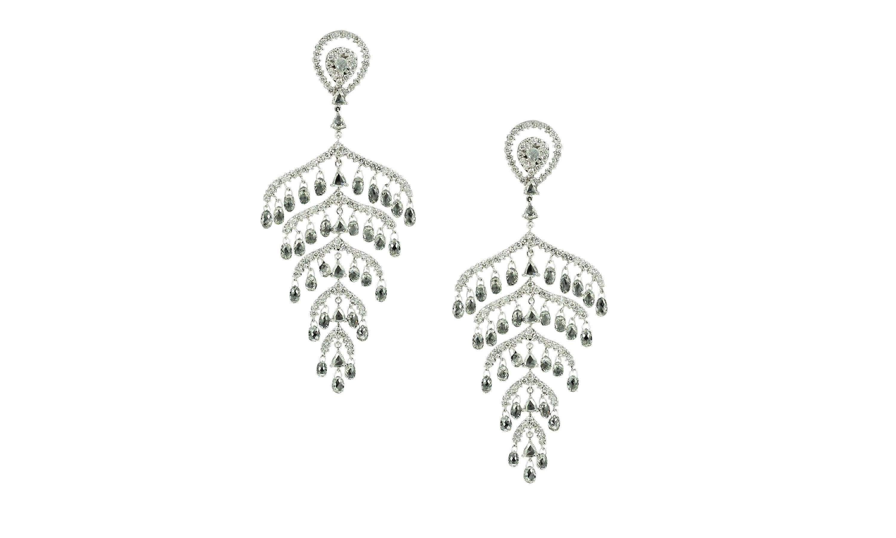 PANIM 14.84 Carat Diamond Briolette 18k White Gold Chandelier Earrings

The intricate design of the diamond briolette earrings is truly captivating. The way they hang like chandeliers adds a touch of elegance and sophistication to any outfit. The