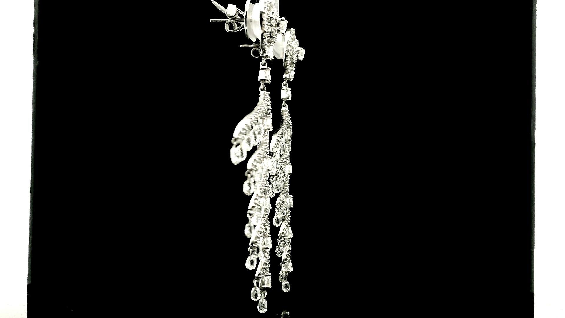 PANIM 14.86 Carat Diamond Briolette 18k White Gold Chandelier Earrings For Sale 5