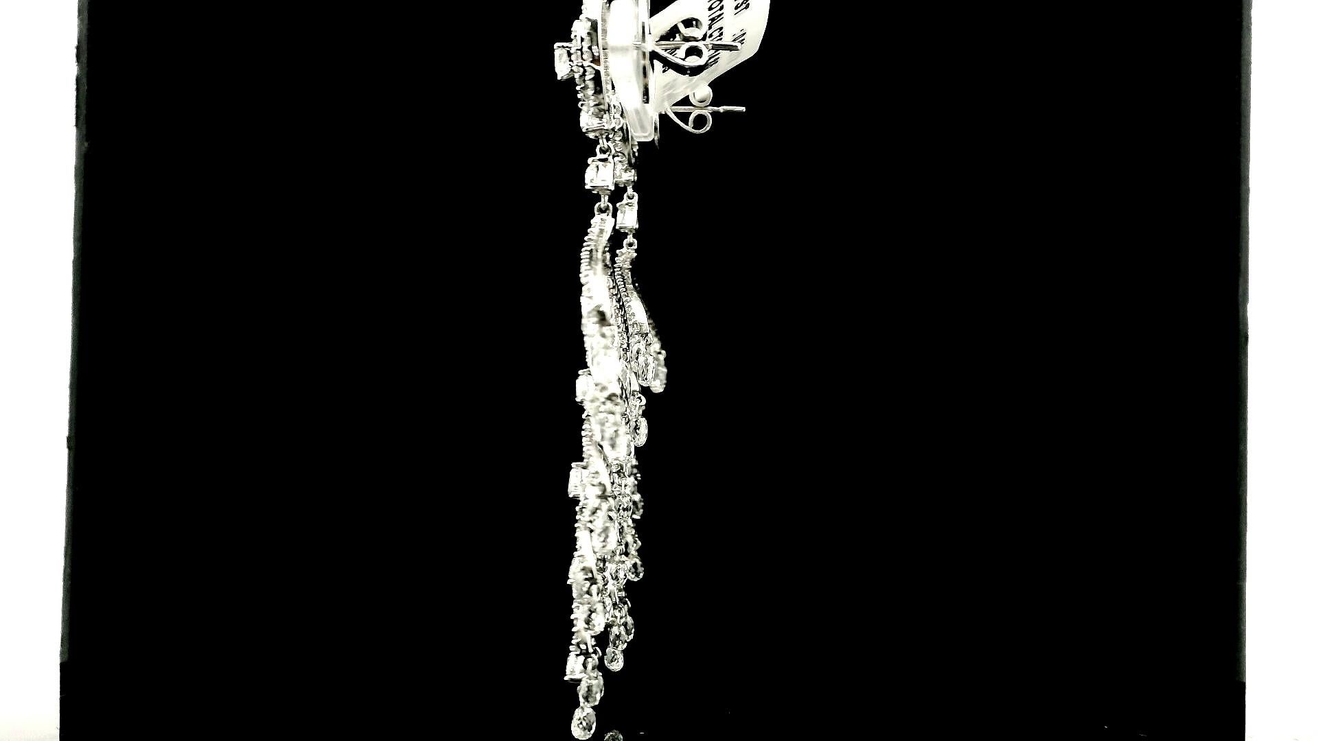 PANIM 14.86 Carat Diamond Briolette 18k White Gold Chandelier Earrings For Sale 7