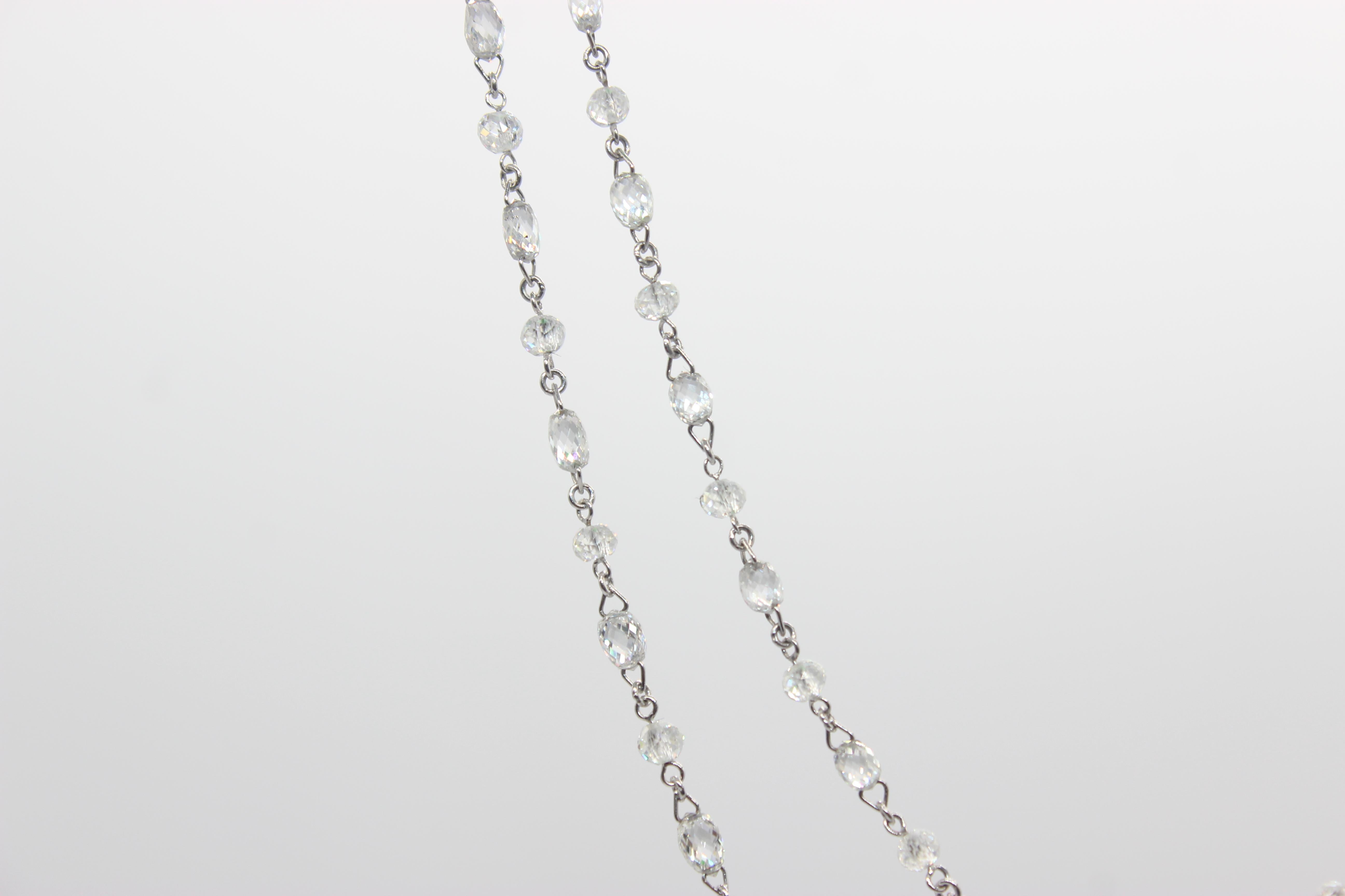 Modern PANIM 15.29 Carat Diamond Briolette & Beads 18 Karat White Gold Necklace For Sale