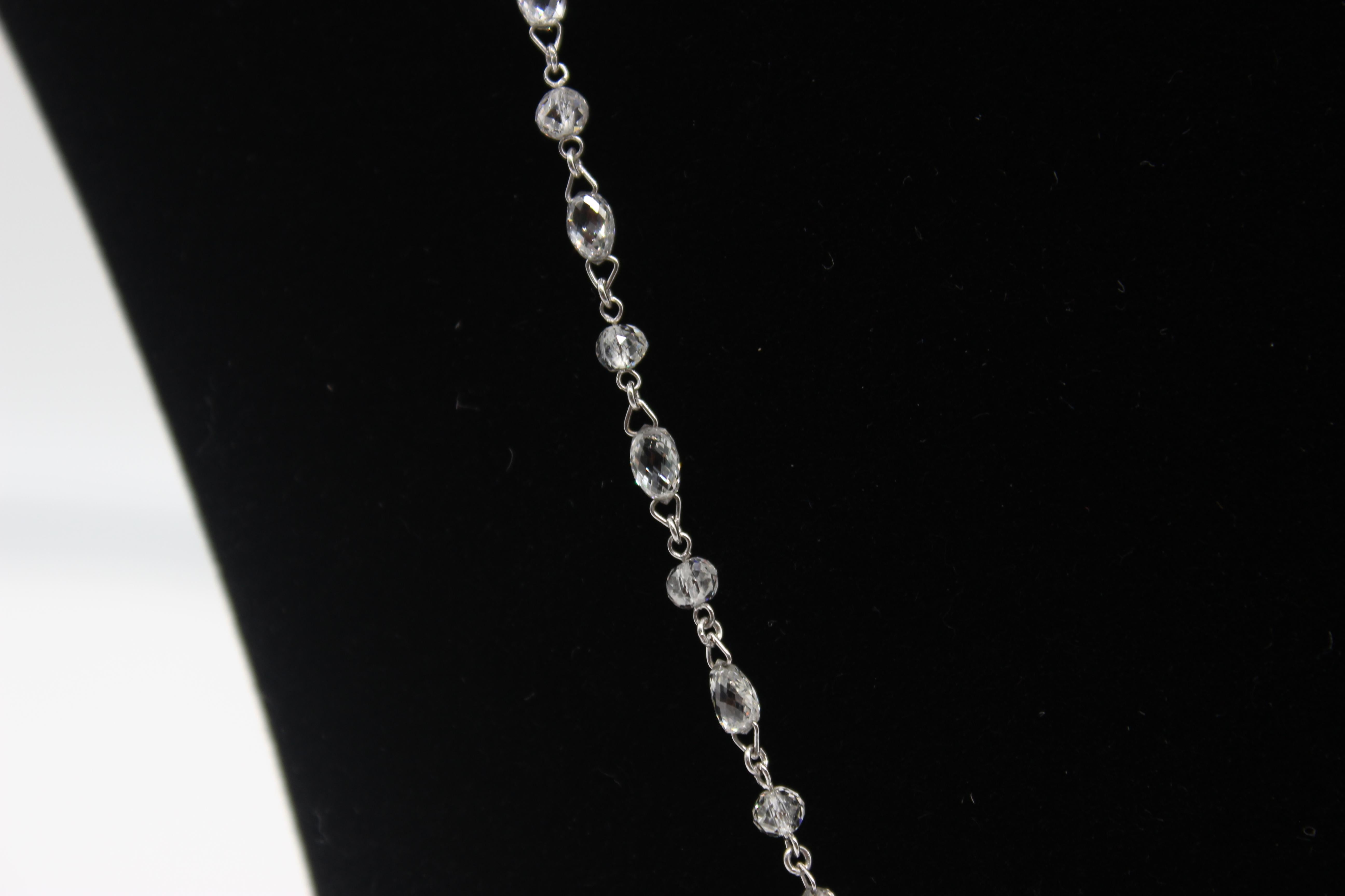 PANIM 15.29 Carat Diamond Briolette & Beads 18 Karat White Gold Necklace For Sale 1