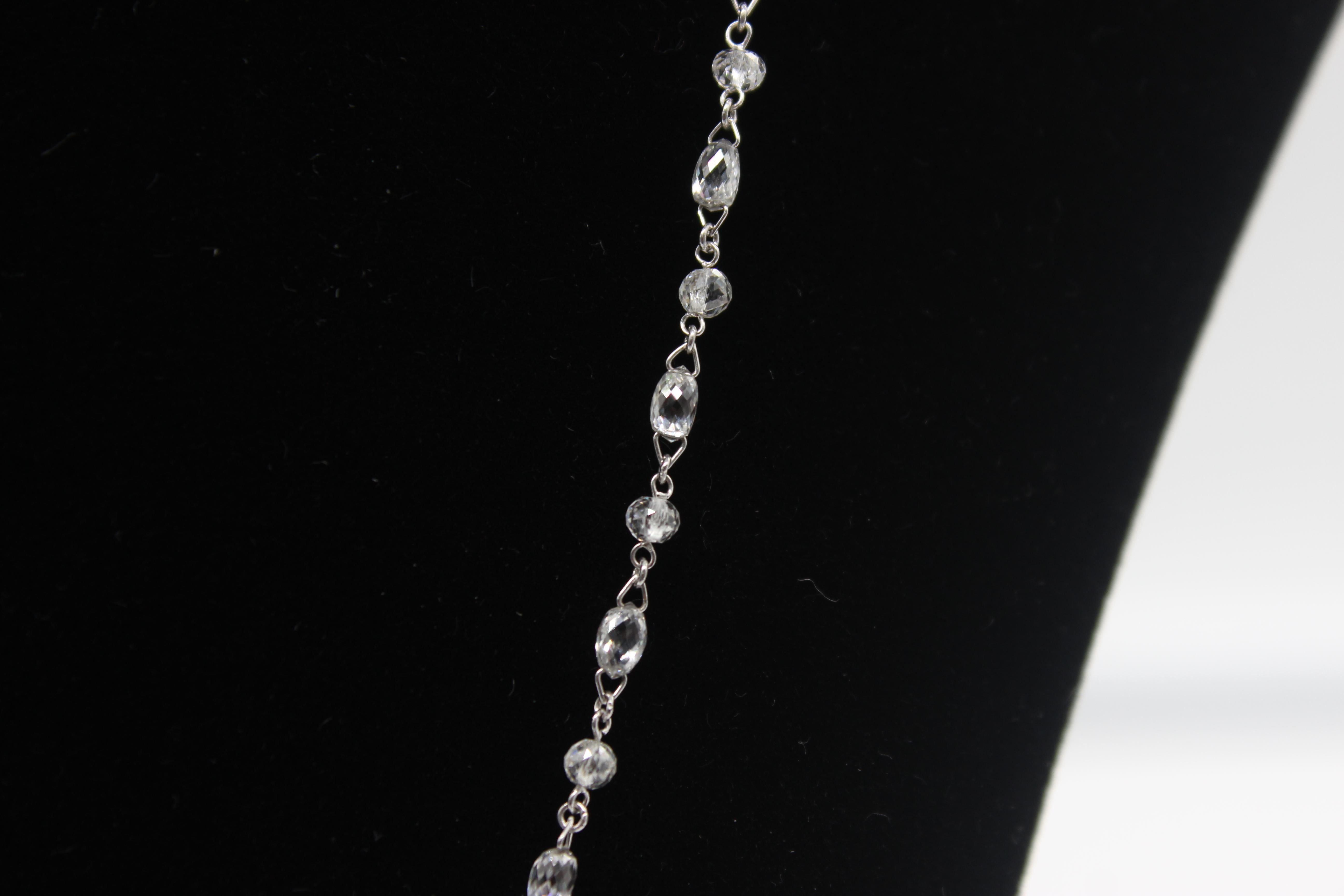 PANIM 15.29 Carat Diamond Briolette & Beads 18 Karat White Gold Necklace For Sale 2