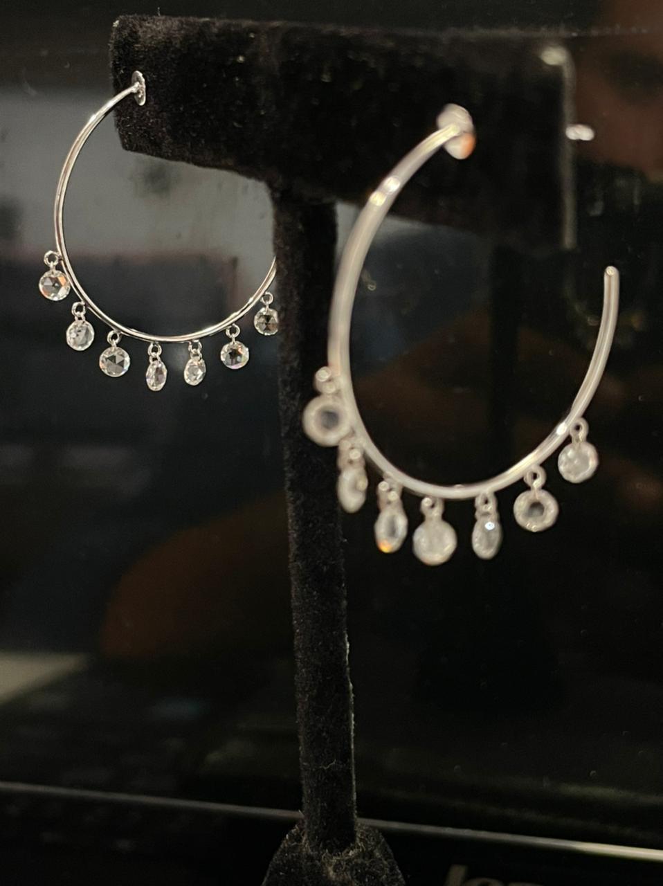 PANIM Orecchini a cerchio in oro bianco 18 carati con diamante Rosecut da 1,61 carati in vendita 4