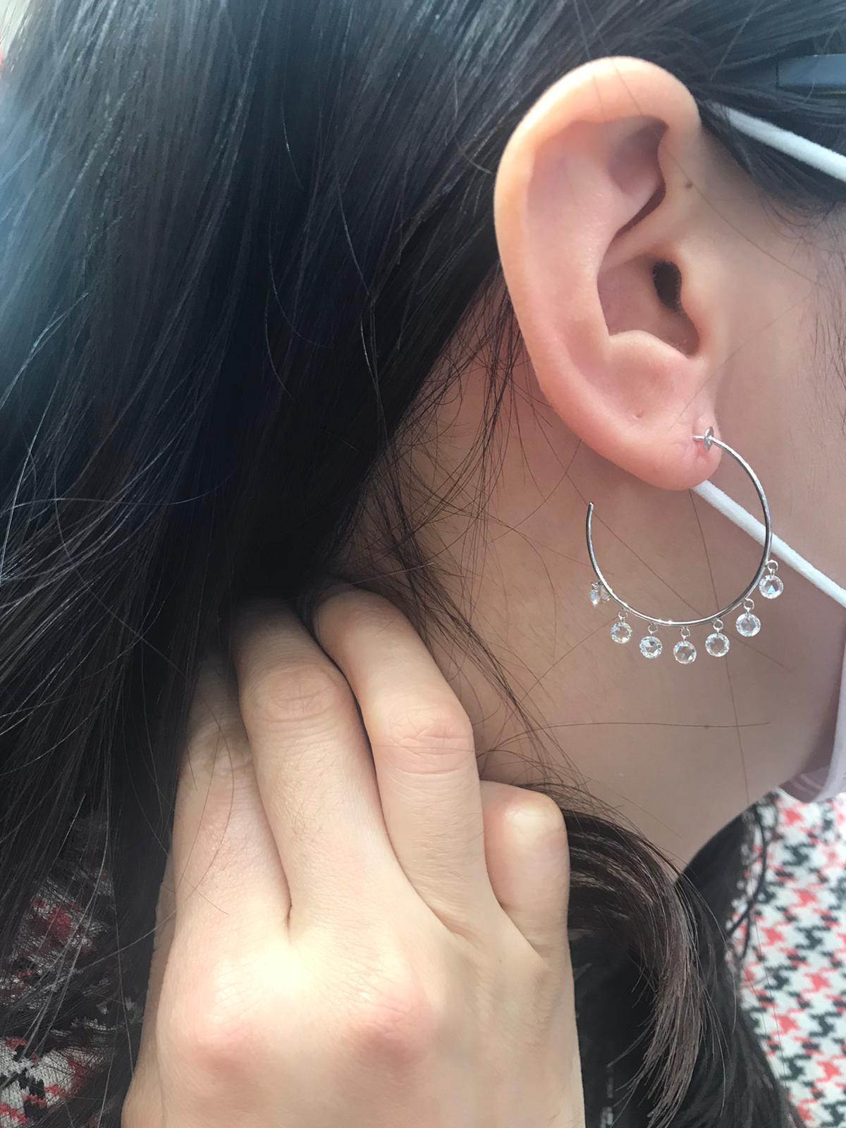 PANIM Orecchini a cerchio in oro bianco 18 carati con diamante Rosecut da 1,61 carati in vendita 11