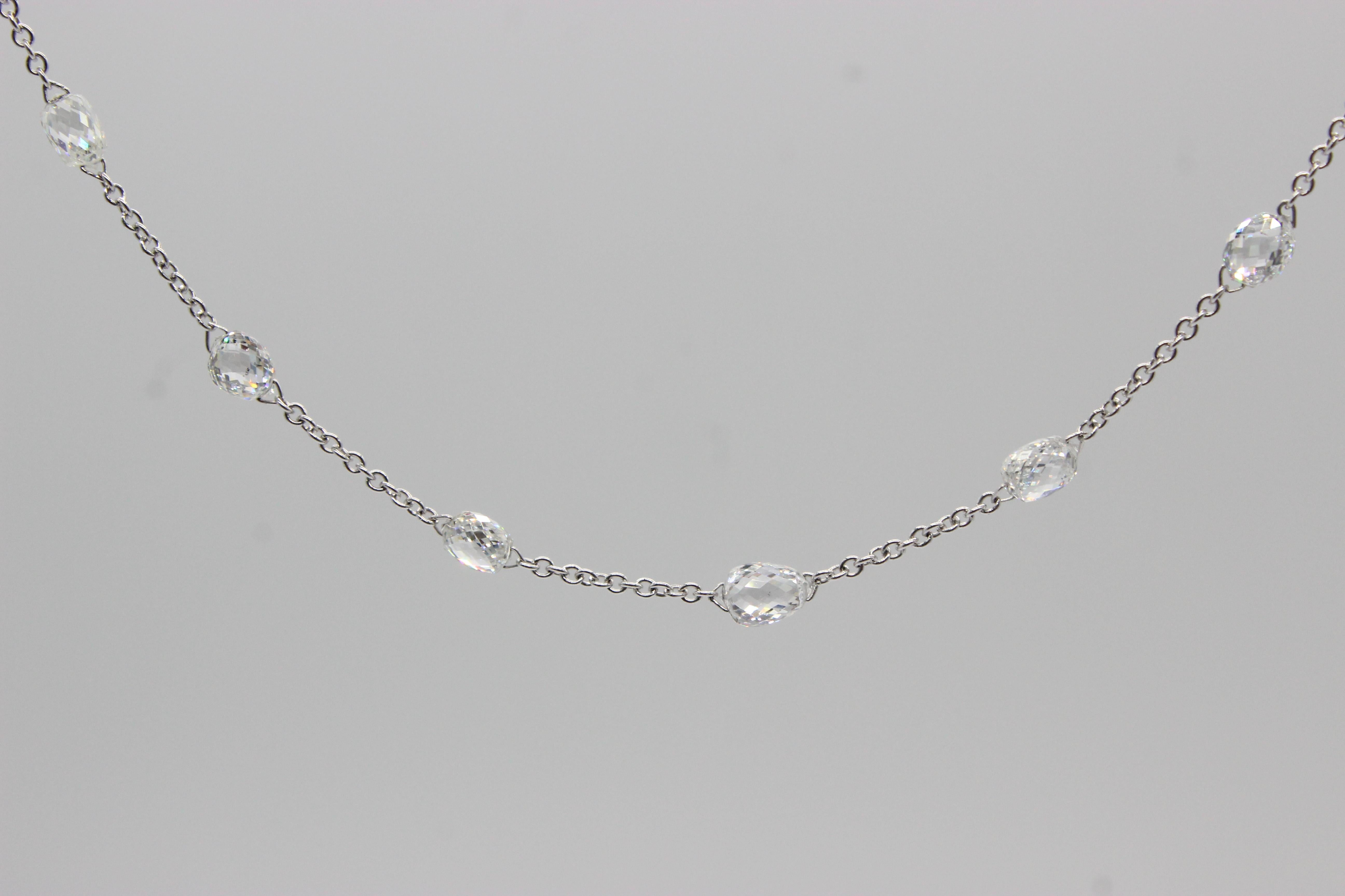 Modern PANIM 16.17 Carat Diamond Briolette 18K White Gold Necklace For Sale