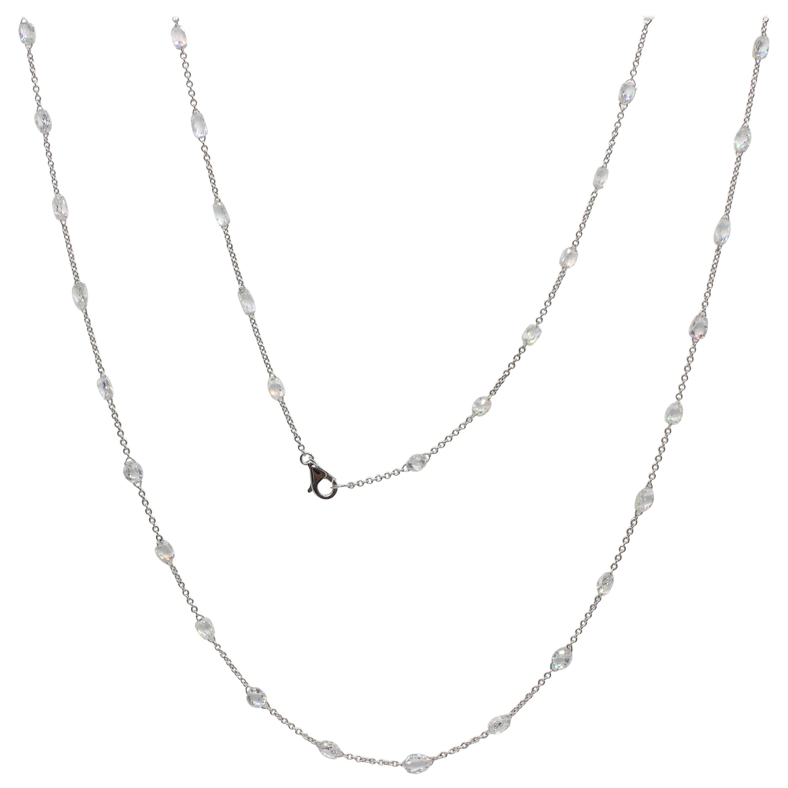 PANIM 16.17 Carat Diamond Briolette 18K White Gold Necklace For Sale