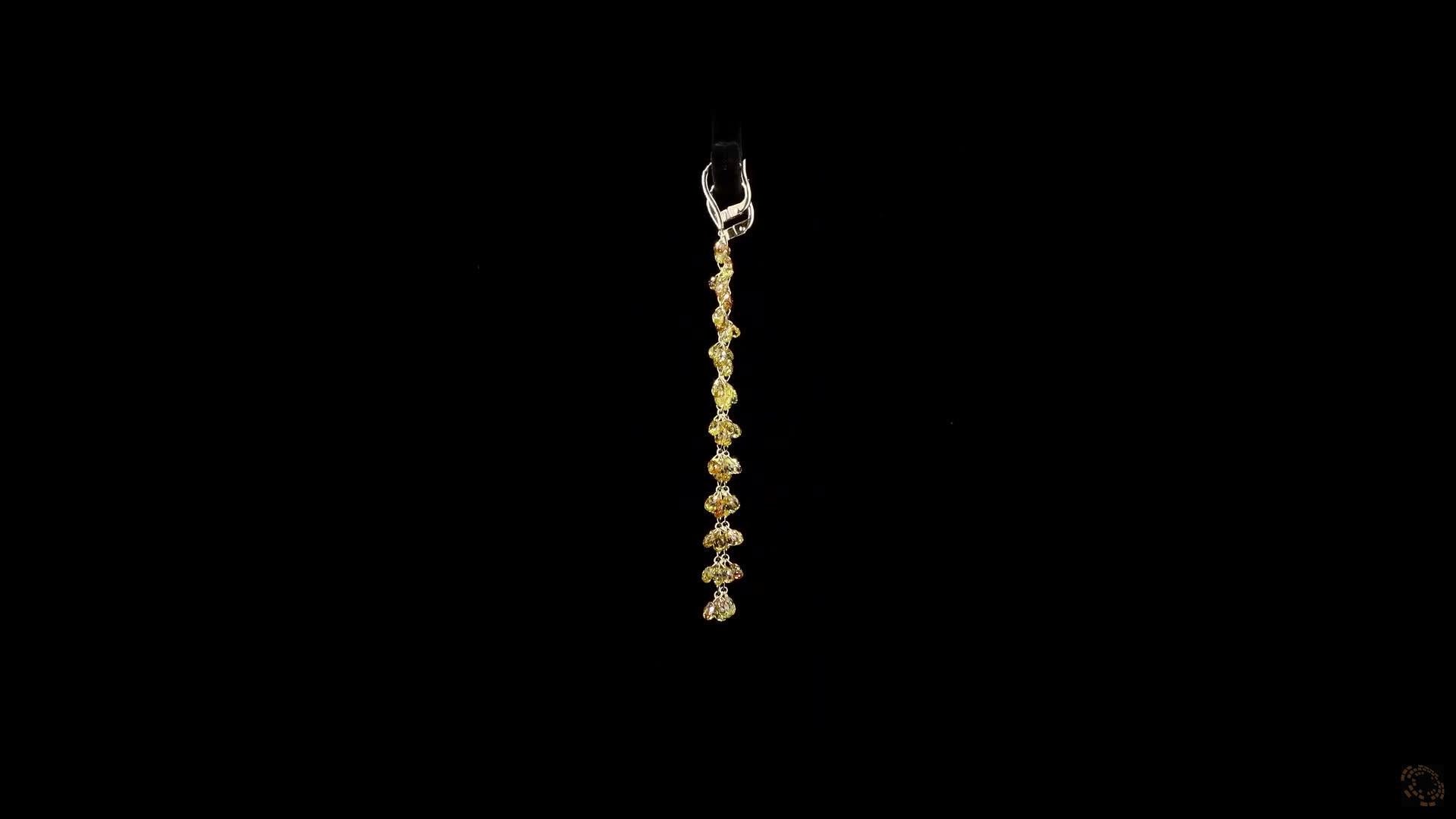 Boucles d'oreilles Briolette en or jaune 18K avec diamant de couleur fantaisie 17.25 carats Pour femmes en vente