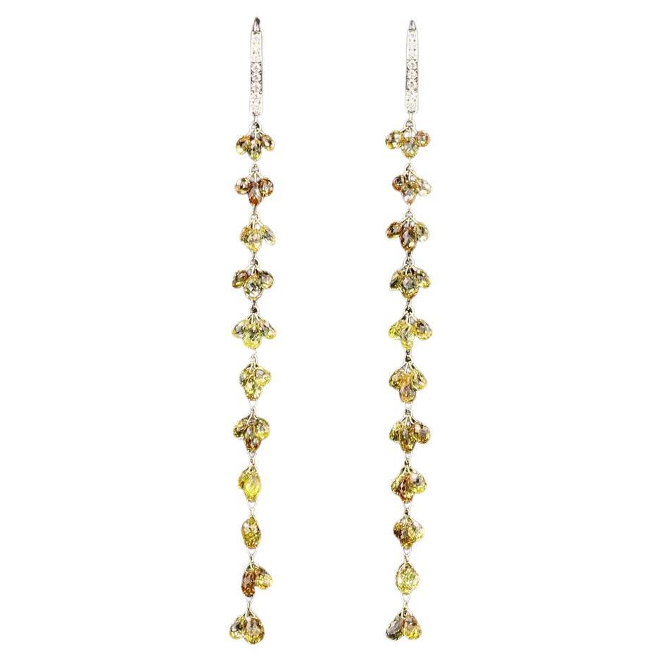 PANIM 17,25 Carati in oro giallo 18K Orecchini Briolette con Diamanti di Colore Fantasia