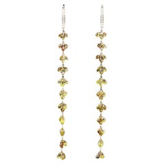 Boucles d'oreilles Briolette en or jaune 18K avec diamant de couleur fantaisie 17.25 carats