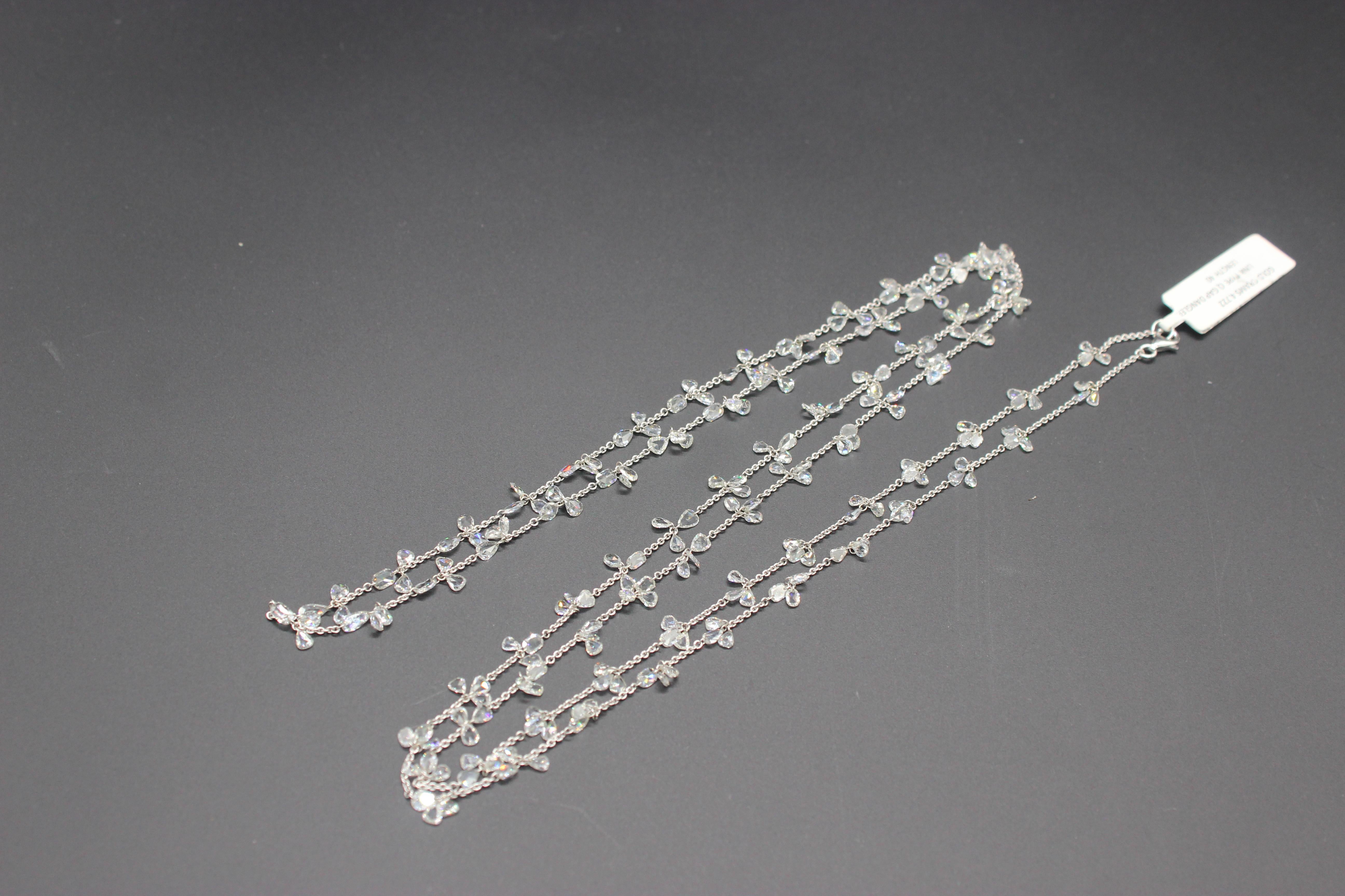 PANIM 17.34 Carats Diamond Rosecut 18k White Gold Floral Necklace For Sale 8