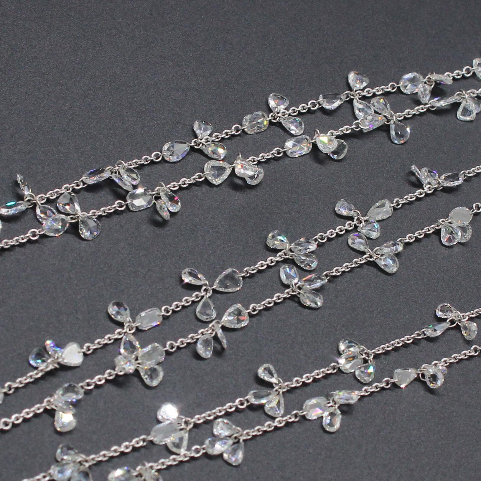 PANIM 17,34 Karat Diamant-Halskette aus 18 Karat Weißgold mit Blumenschliff (Rosenschliff) im Angebot