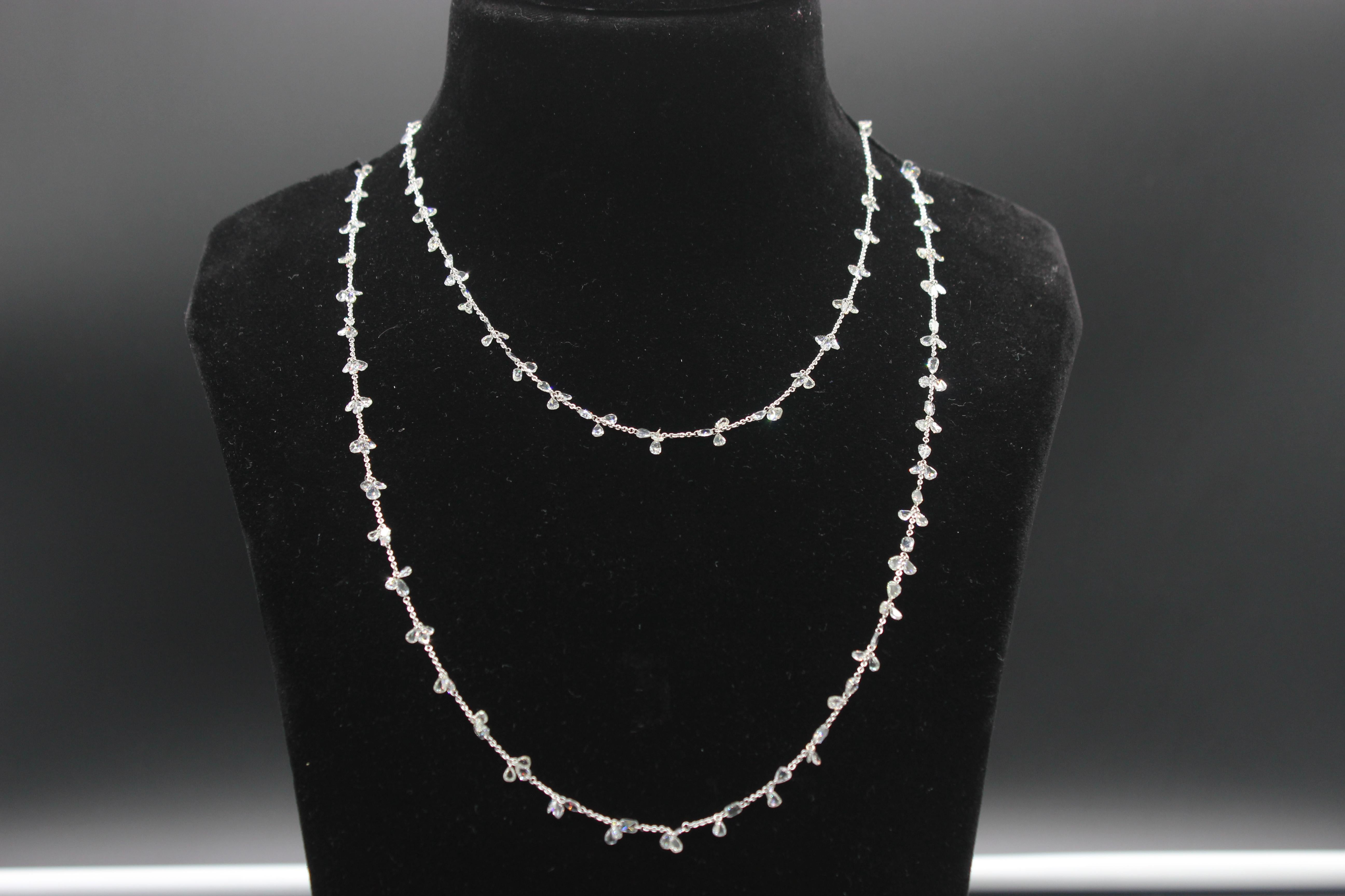 Women's PANIM 17.34 Carats Diamond Rosecut 18k White Gold Floral Necklace For Sale