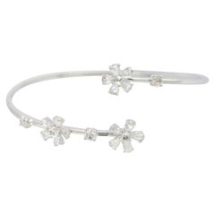 PANIM 1.76 Carat Diamond Rosecut 18K White Gold Floral Bangle