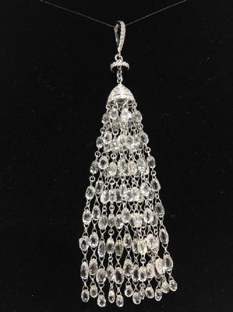 PANIM 17.67 Carat Diamond Briolette 18 Karat White Gold Tassel Pendent

A wonderful gift! This Panim pendant stands out because it is fashioned with briolettes that shine from all directions .The exquisite pendant has diamond briolettes linked to
