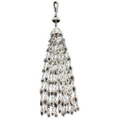 PANIM 17.67 Carat Diamond Briolette 18 Karat White Gold Tassel Pendent