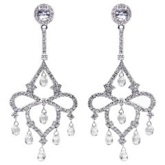 PANIM 18 Karat White Gold Briolette Diamonds Chandelier Earrings