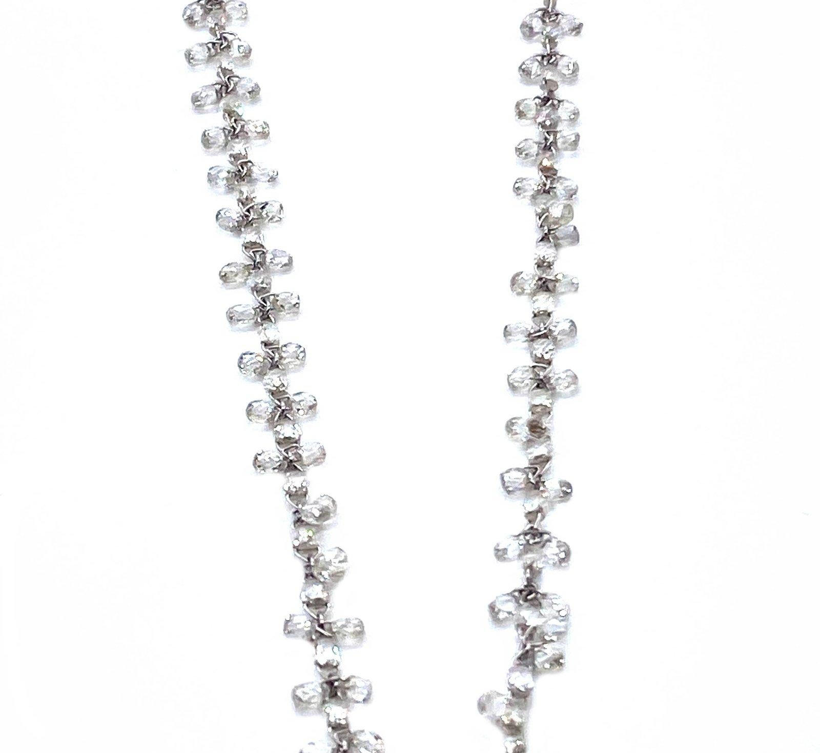 Contemporary PANIM 18 Karat White Gold Carat Briolette Cut Diamond Tassel Necklace