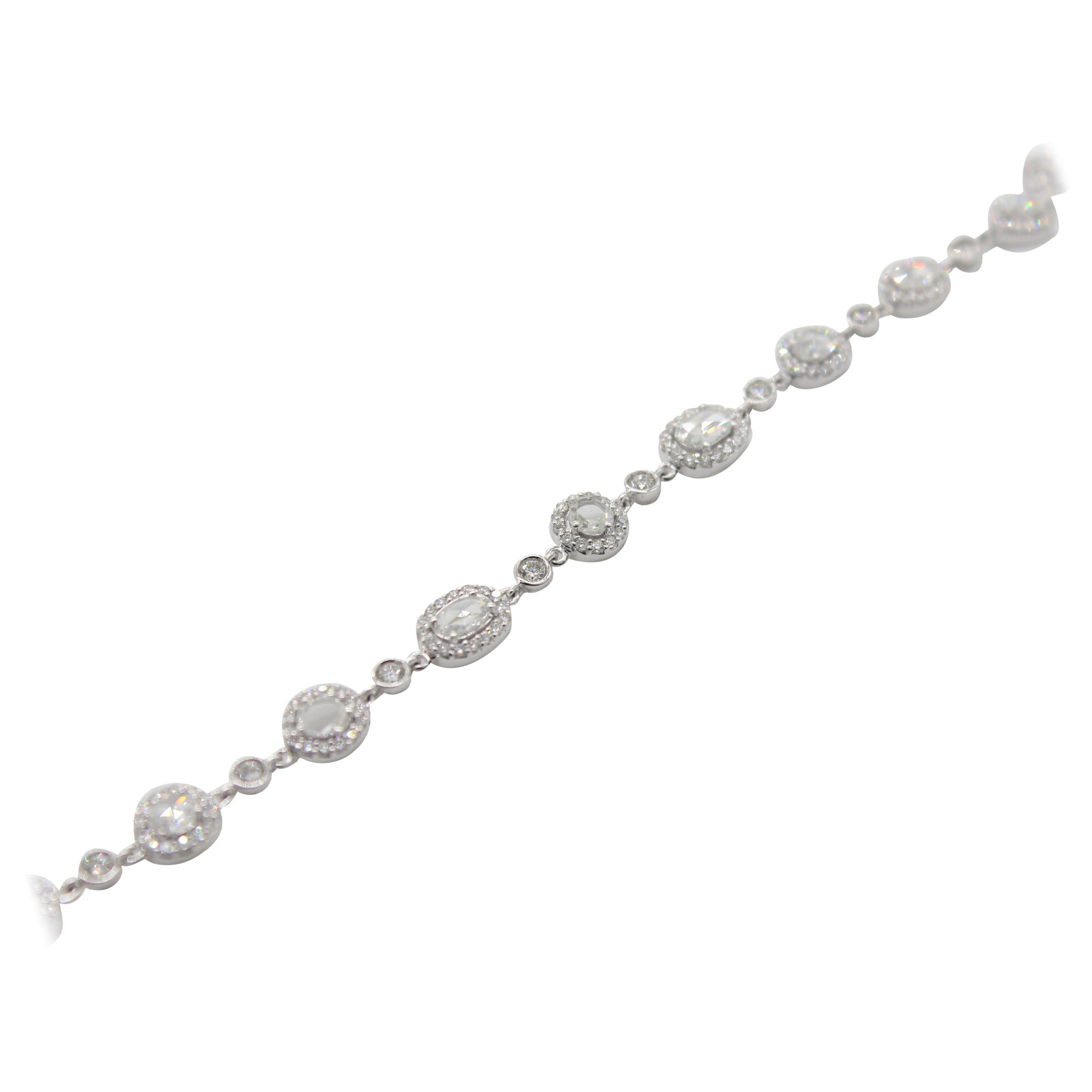 PANIM 18 Karat White Gold Diamond Rosecut Bracelet For Sale