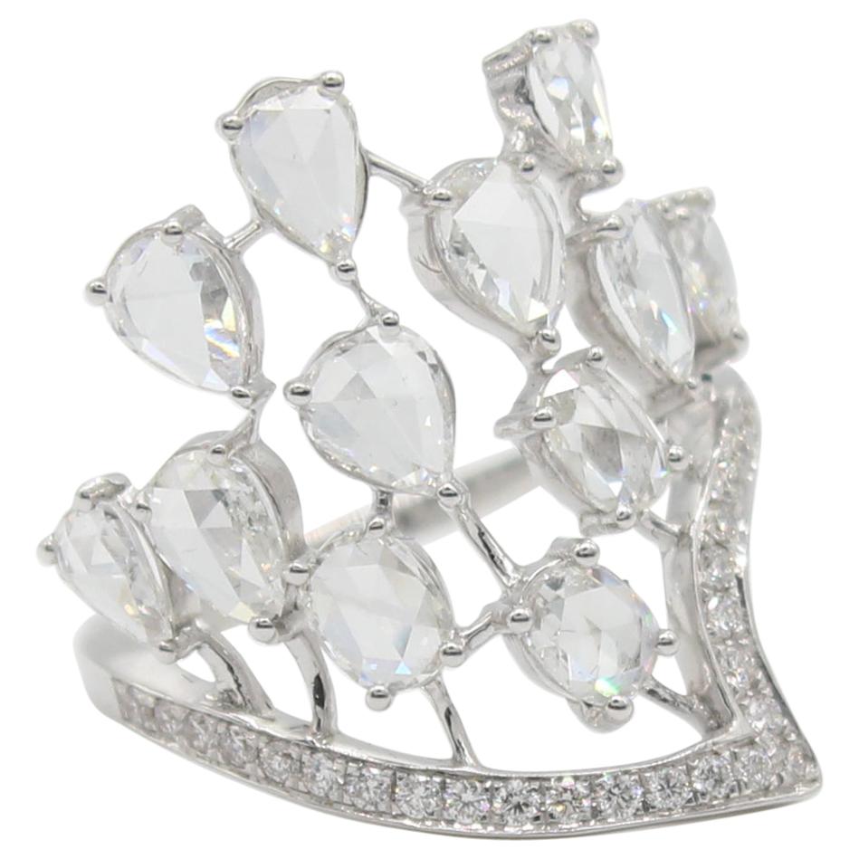 PANIM  1.87 Carat 18K White Gold Diamond Rosecut Crown Ring