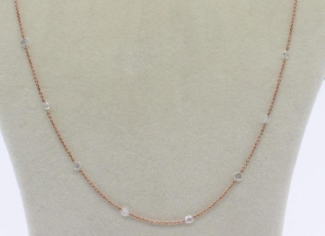 PANIM 18K Rose Gold 2 Carat Diamond Rosecut Station Necklace For Sale 1