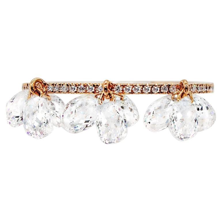 PANIM 18k Rose Gold Diamond Briolette Dangling Ring