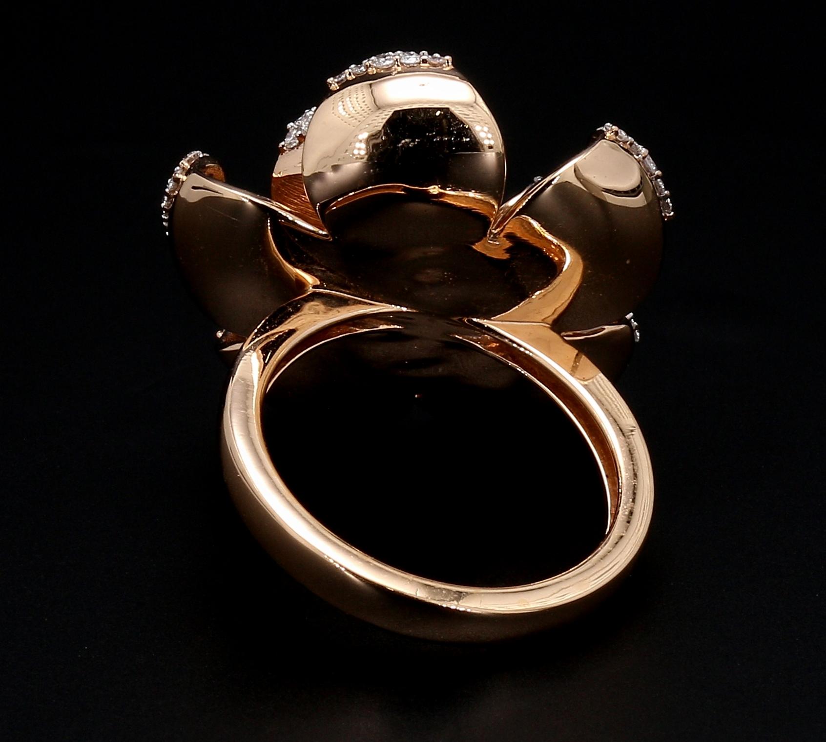 PANIM 18K Rose Gold Diamond Briolette Floral Ring For Sale 6