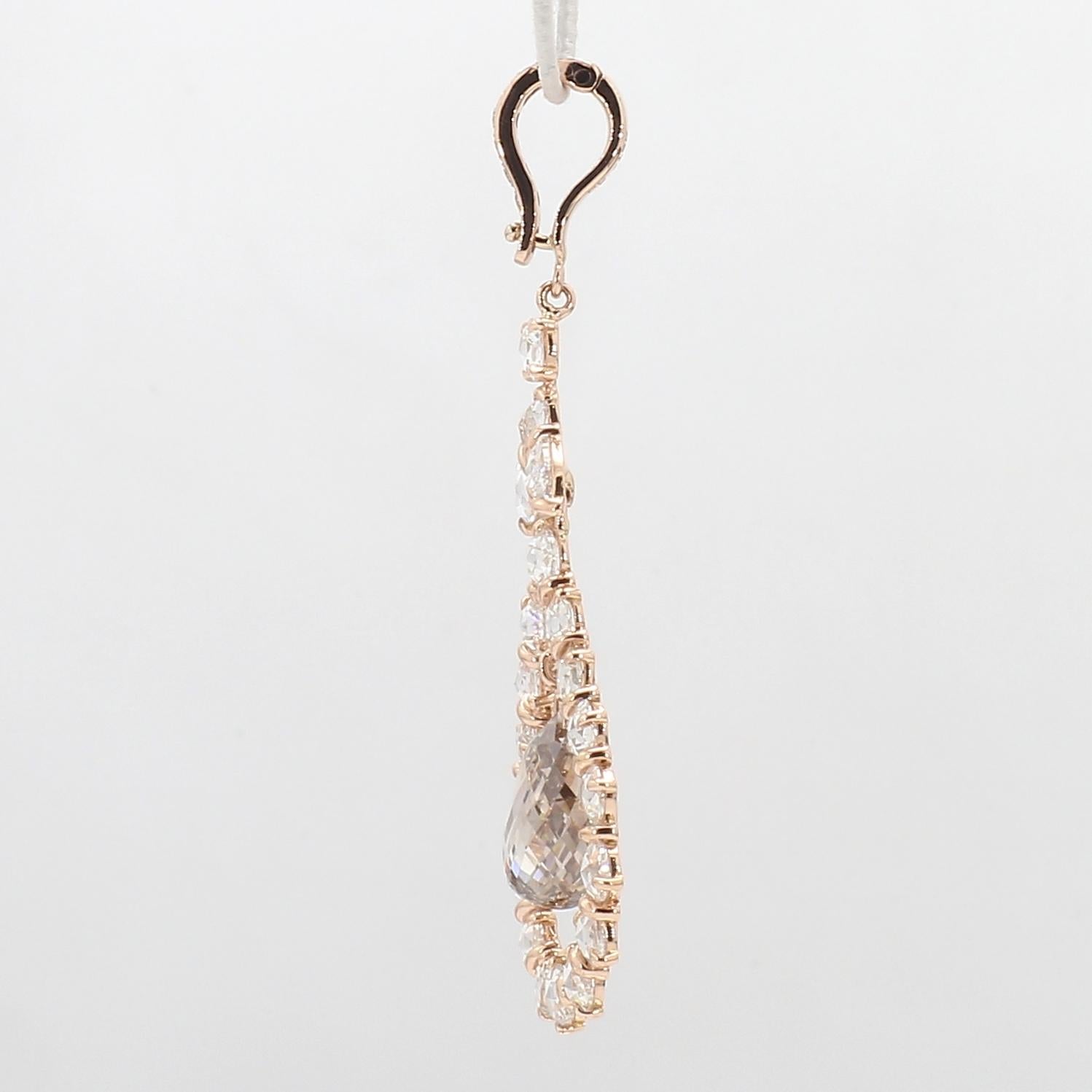 Briolette Cut PANIM 18k Rose Gold Diamond Briolette Pendant For Sale