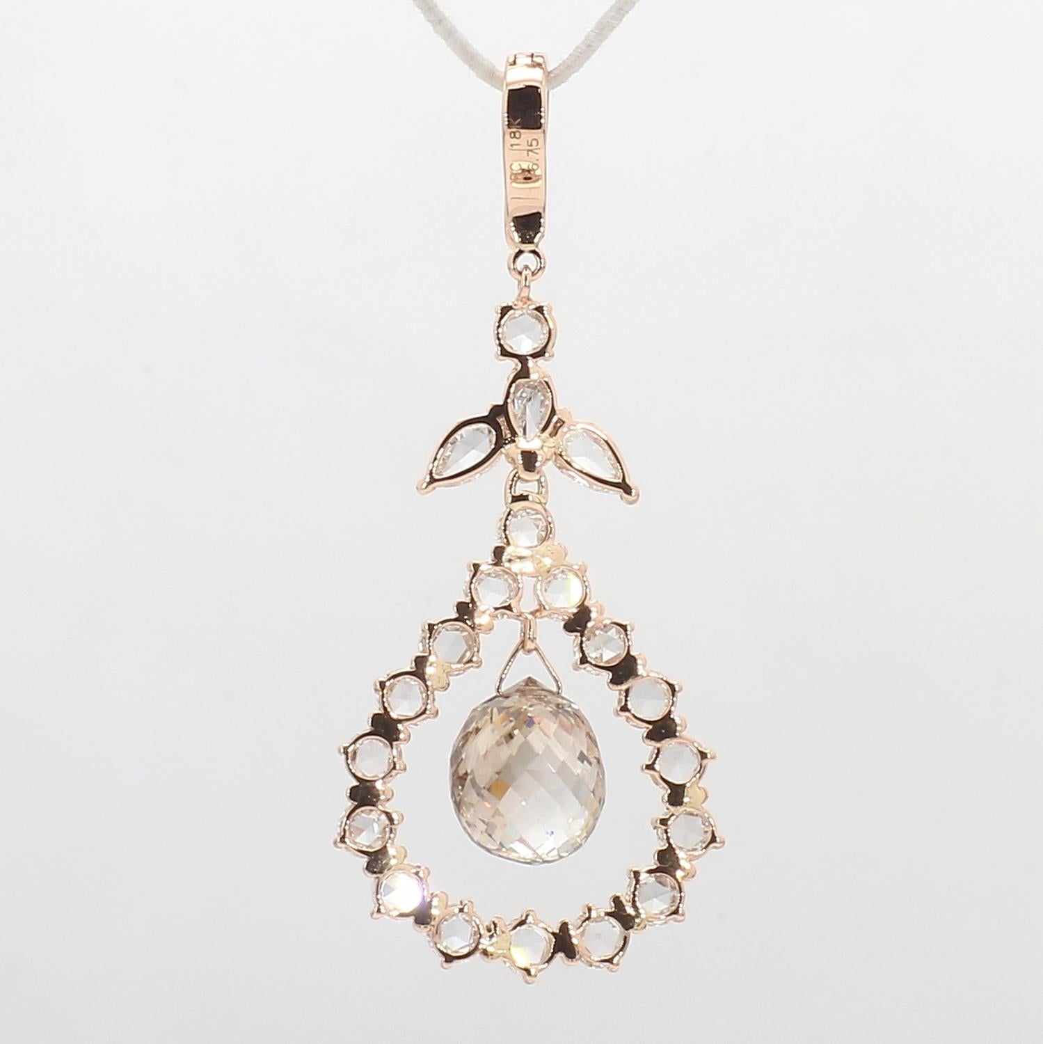PANIM 18k Rose Gold Diamond Briolette Pendant In New Condition For Sale In Tsim Sha Tsui, Hong Kong