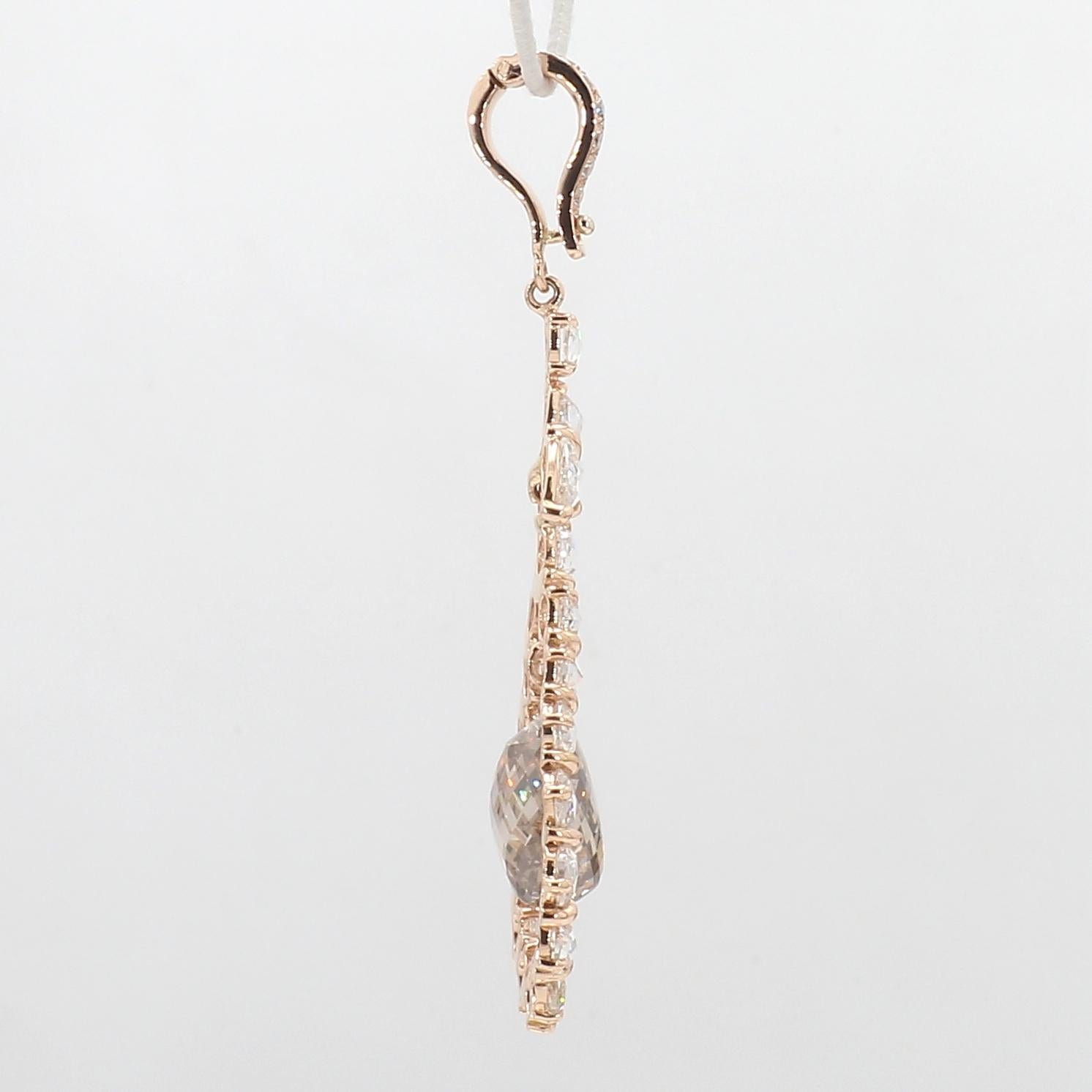 Women's PANIM 18k Rose Gold Diamond Briolette Pendant For Sale