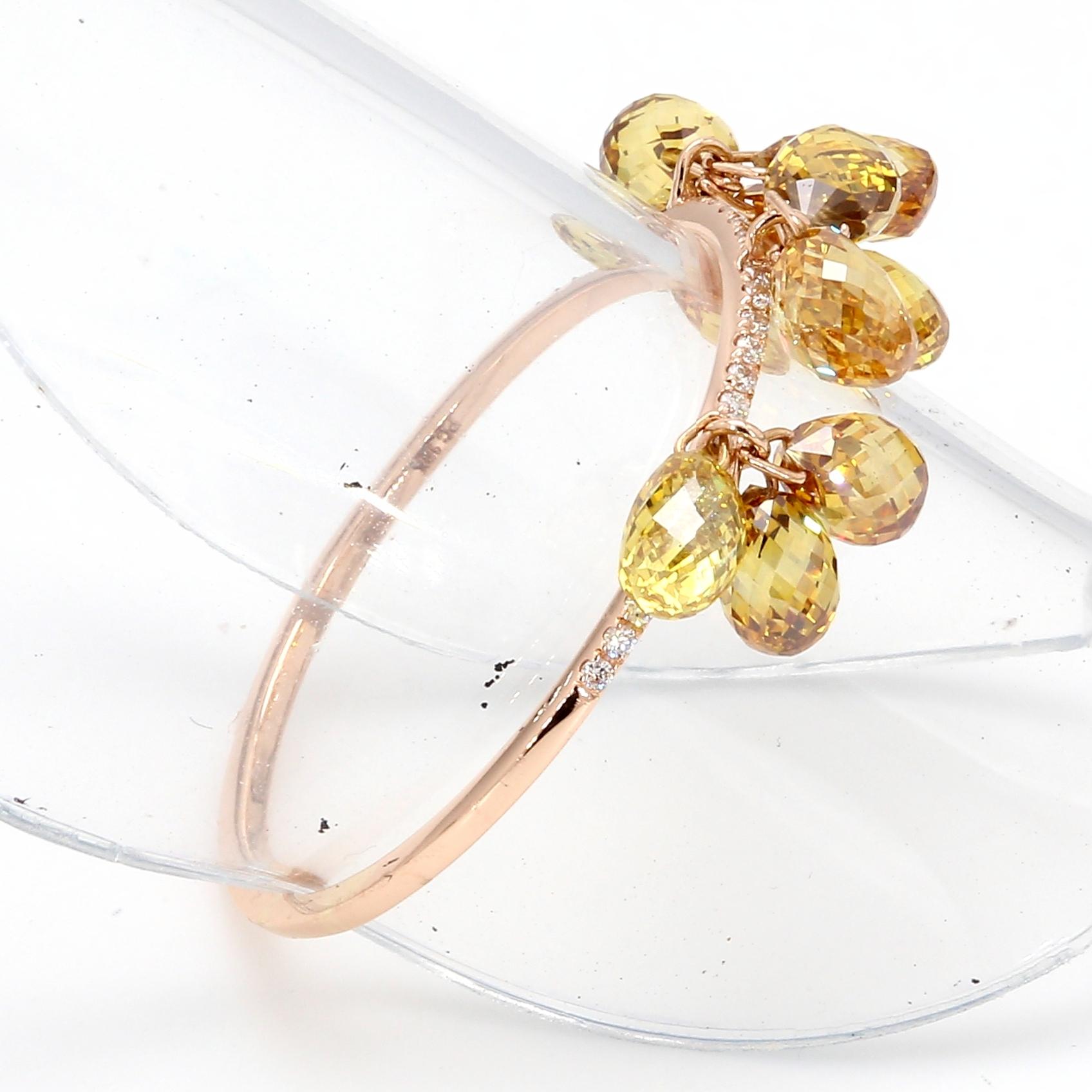 PANIM Bague pendante en or rose 18 carats avec diamants de couleur fantaisie Neuf - En vente à Tsim Sha Tsui, Hong Kong