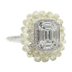 PANIM Bague cocktail en or blanc 18 carats avec diamants taille briolette et illusion de 8,40 carats