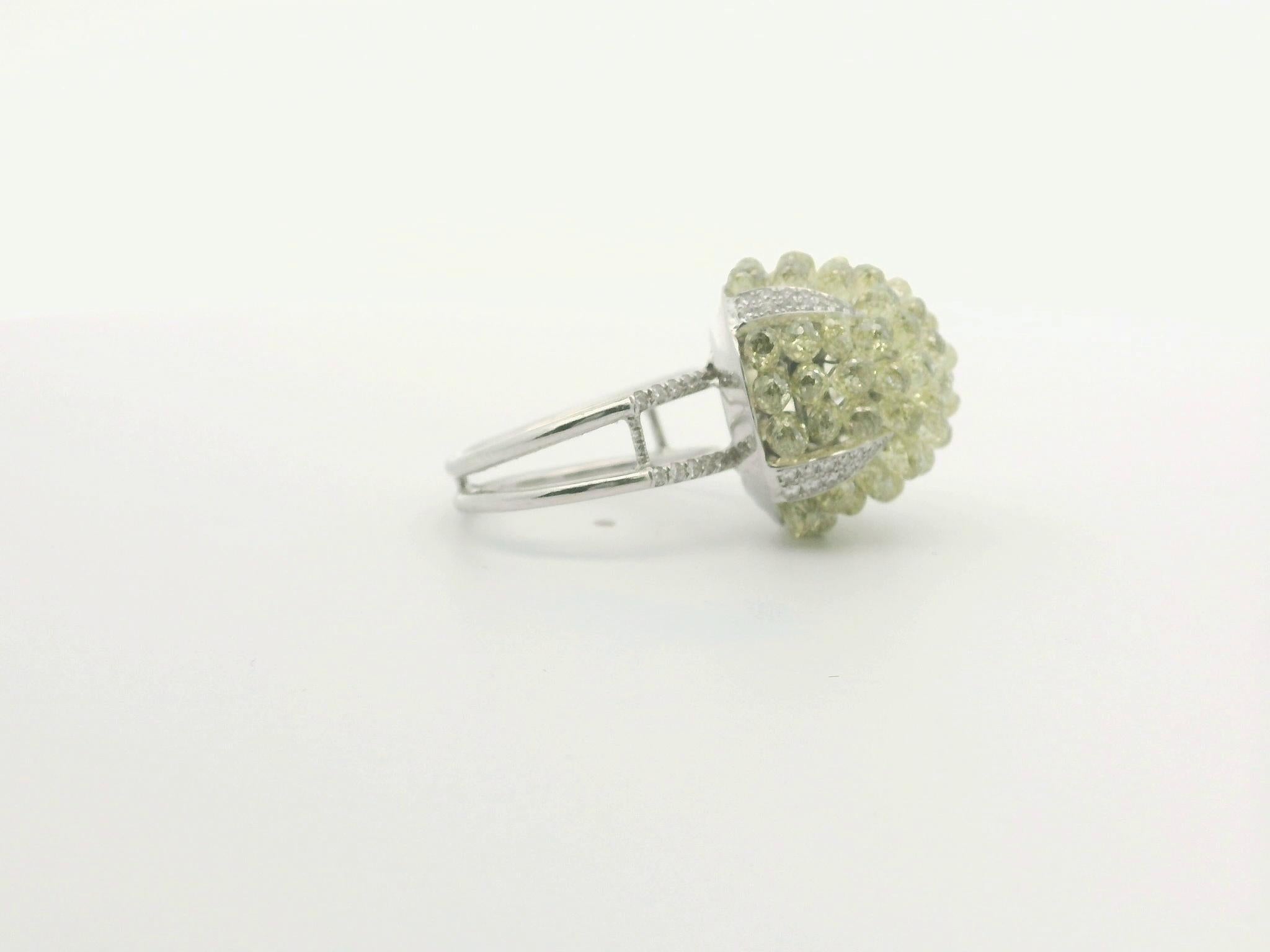 PANIM 18k White Gold Briolette Diamond Dome Ring For Sale 1