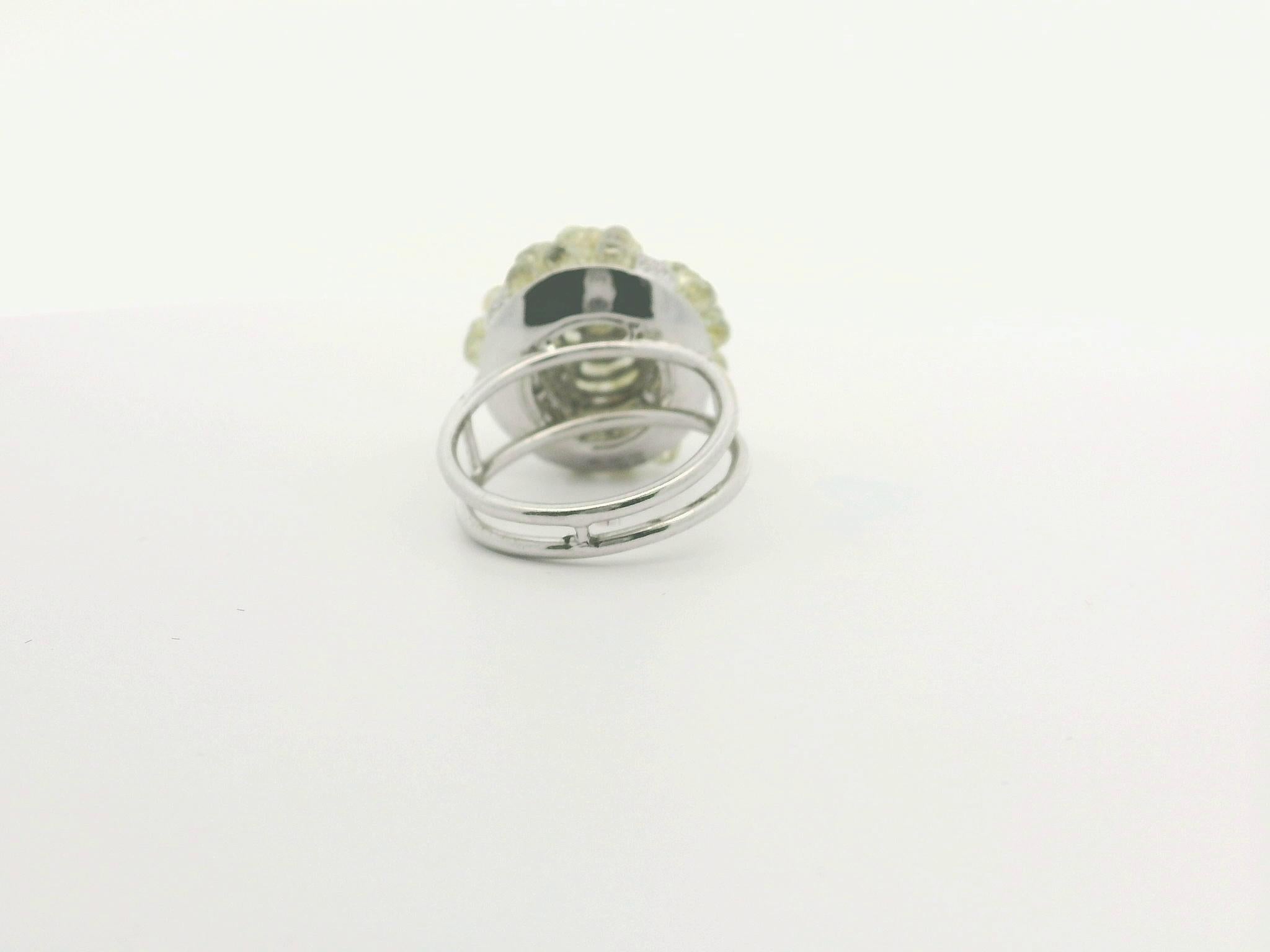 PANIM 18k White Gold Briolette Diamond Dome Ring For Sale 2