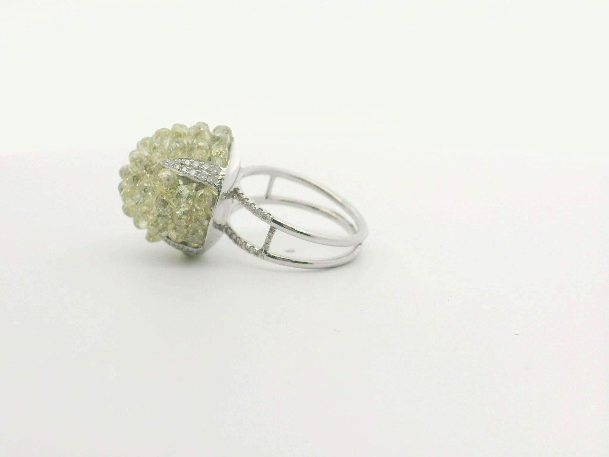 PANIM 18k White Gold Briolette Diamond Dome Ring For Sale 3